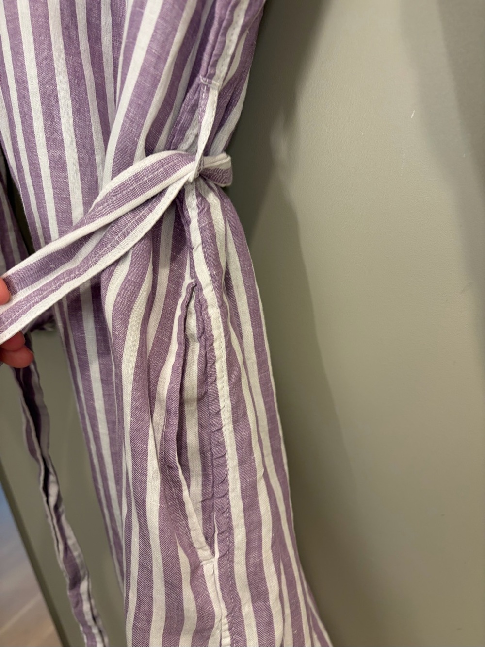 Ralph Lauren Lavender and White Striped Button-Front Shirt Dress - Picture 4 of 9